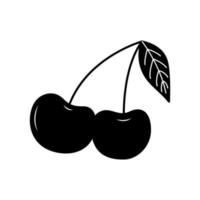 Cherry tattoo in y2k, 1990s, 2000s style. Emo goth element design. Old school tattoo. Vector illustration