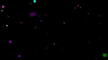 vallend van de top van veelkleurig confetti Aan een zwart achtergrond video