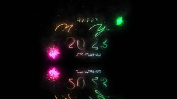 2023 Happy new year colorful neon laser text video