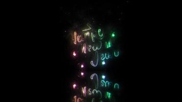 Happy New Year neon laser text effect abstract background video