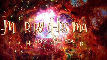vrolijk Kerstmis en gelukkig nieuw jaar met vuurwerk video