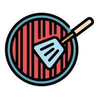 Grilled spatula icon color outline vector