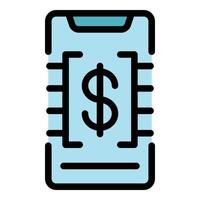 Phone dollar icon color outline vector