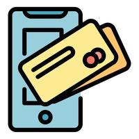 Mobile shop payment icon color outline vector