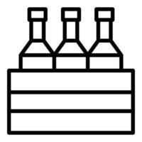 vector de contorno de icono de caja de botella de vino. gabinete de madera