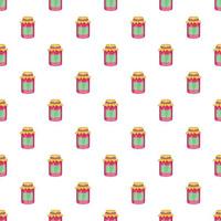 Jam in a glass jar pattern, cartoon style vector