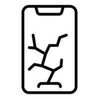 Cracked phone display icon outline vector. Case smartphone vector