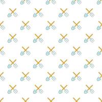 Shovel and fork pattern, cartoon style vector