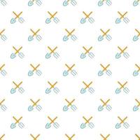 Shovel and fork pattern, cartoon style vector