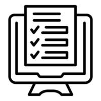 Approved exam icon outline vector. Online computer test vector