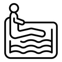 vector de contorno de icono de piscina hidráulica de hombre. baño de espalda