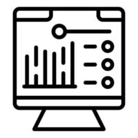 vector de contorno de icono de datos de monitor. tabla grafica