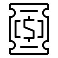Dollar ticket icon outline vector. Draw lottery vector