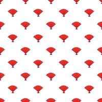 Red open hand fan pattern, cartoon style vector