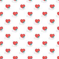 Hand holding red heart pattern, cartoon style vector