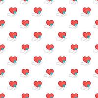 Hand holding red heart pattern, cartoon style vector