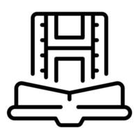 vector de contorno de icono de película de libro. educación en video