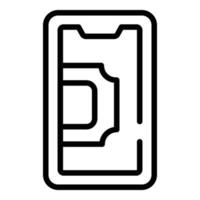 vector de contorno de icono de entrada de cine de smartphone. libro de pelicula