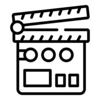 Cinema clapper icon outline vector. Movie podcast vector