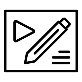 escribir vector de esquema de icono de tutorial. computadora en línea