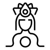 Female pose meditation icon outline vector. Lotus class vector