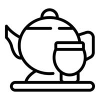 vector de contorno de icono de meditación de té. yoga mujer