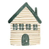 casa em madeira clipart aquarela png