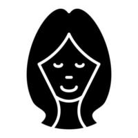 icono de glifo de rostro femenino vector