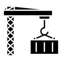 Container Crane Glyph Icon vector