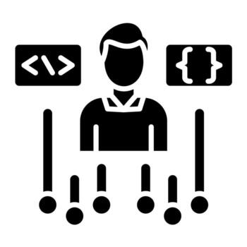 icono de glifo de habilidades de programación vector