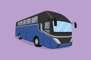 Cartoon flat style drawing express buses that serve inter-city passenger trips between provinces and also be used by tourists. Public vehicle on roadway. Urban life. Graphic design vector illustration