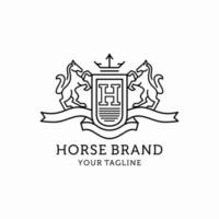 Heraldry Horse  Line Art Logo Design vector