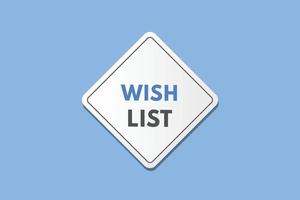 wish list Button. wish list Sign  Icon Label Sticker Web Buttons vector