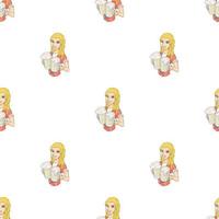 Girl with beer pattern seamless vector