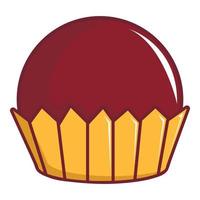 icono de muffin de chocolate, estilo de dibujos animados vector