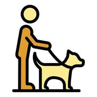 Blind man with dog icon color outline vector