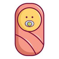 Newborn wrapped icon, cartoon style vector