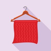 Red towel on coat hanger icon, flat style vector