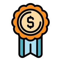 Dollar medal icon color outline vector