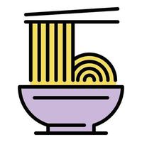 Bowl ramen icon color outline vector