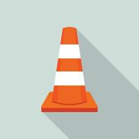 Work orange road cone icon, flat style vector