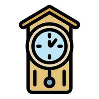 Alarm pendulum clock icon color outline vector