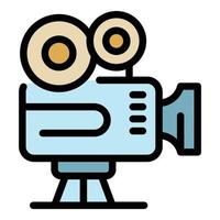 Movie camera icon color outline vector