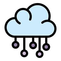 Digital cloud data icon color outline vector