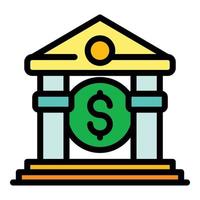 vector de contorno de color de icono de construcción de dinero