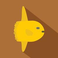 Small yellow fish icon, flat style vector