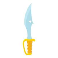 Steel curved dagger icon, cartoon style vector