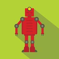 icono de robot rojo, estilo plano vector