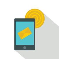 Smart phone sending email icon, flat style vector