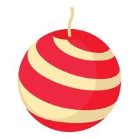 Red and white striped round candle icon vector